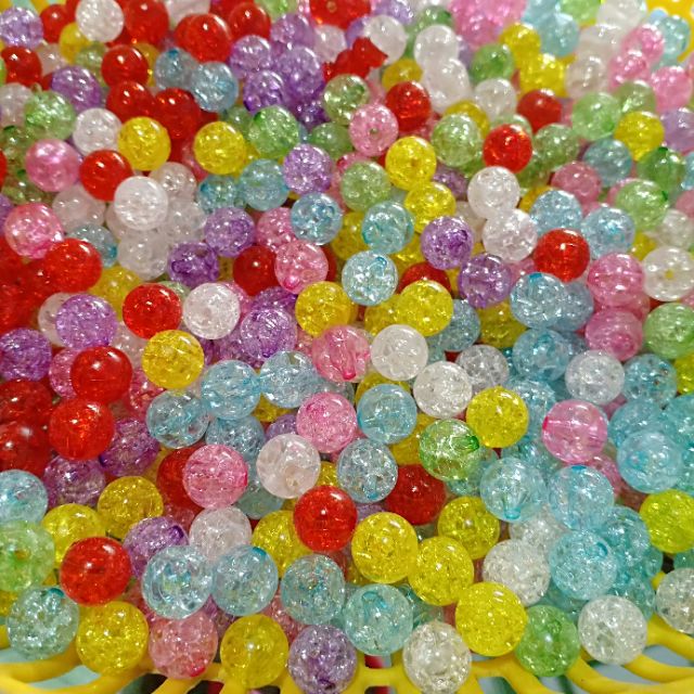 50gr hạt nhựa giả đá bọt tuyết 10mm mix vòng/ xỏ chuỗi
