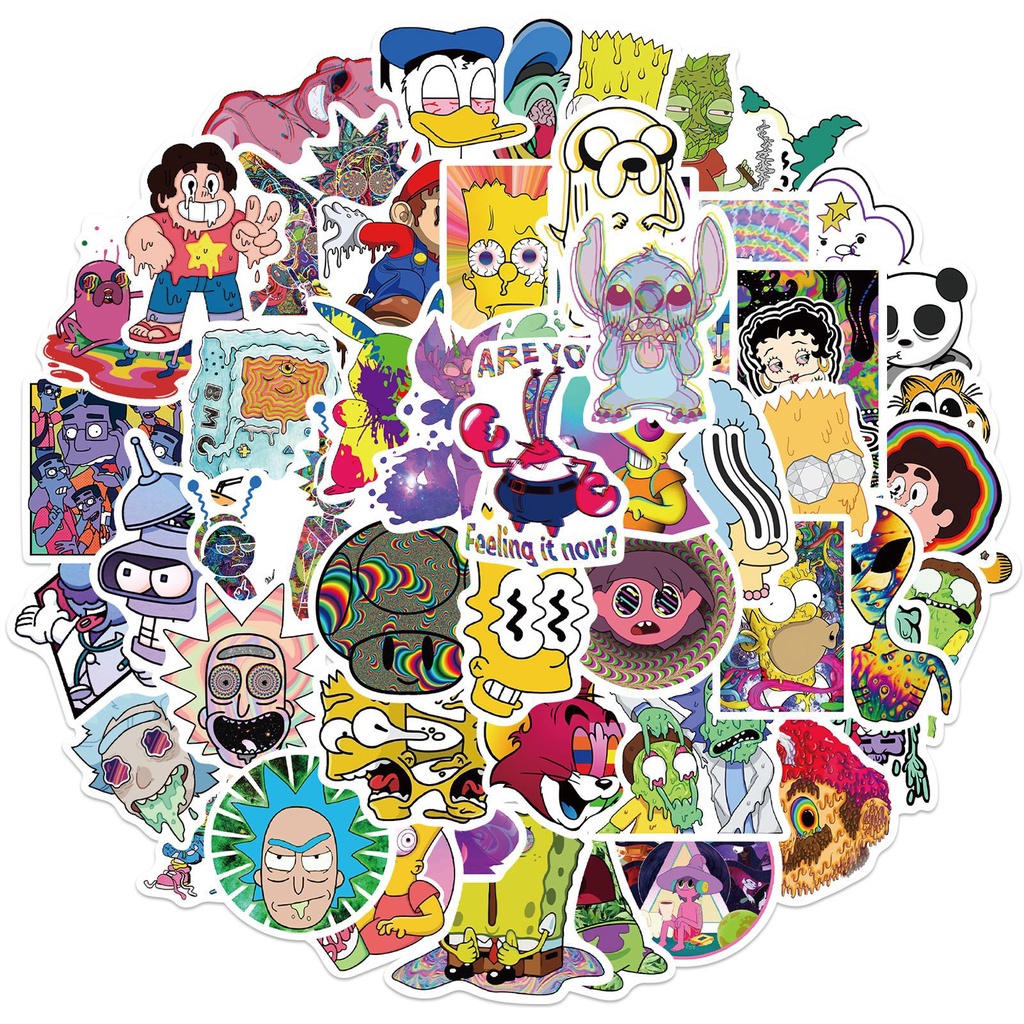 Bộ 52 miếng dán trang trí hình nhân vật hoạt hình đáng yêu