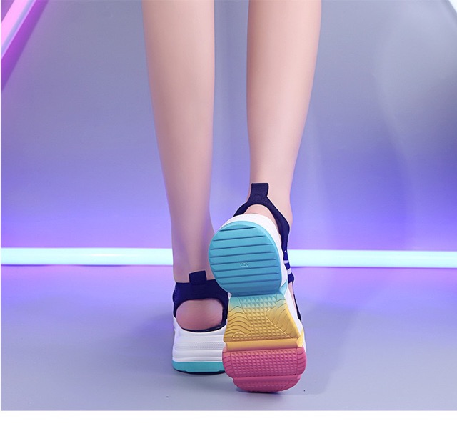 Sandal nữ quai chun ❤FREESHIP❤ sandal đế xuồng cầu vồng, độn đế, tăng chiều cao