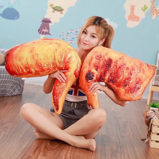 Gối Ôm 3D Đùi Vịt gấu bông đồ ăn 65cm