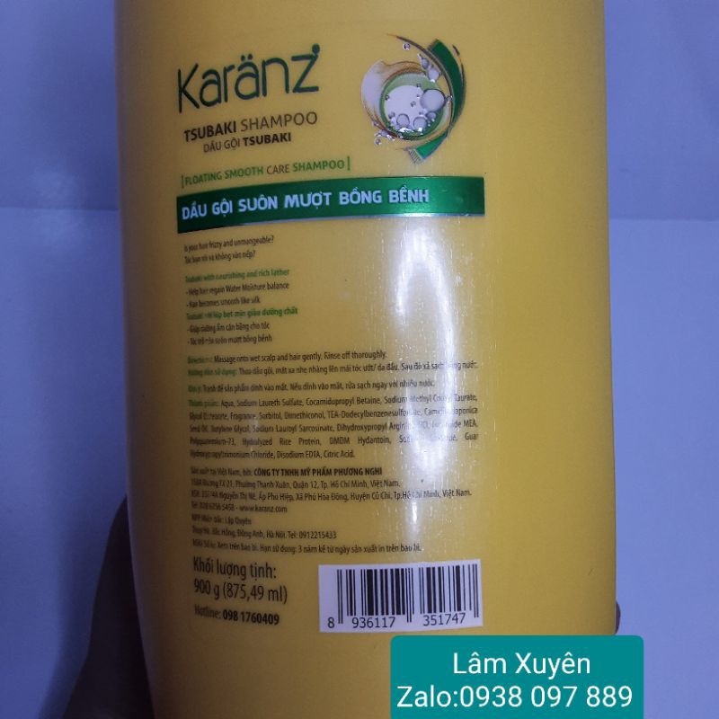 Dầu gội đầu Karanz♦️CHÍNH HÃNG♦️900g cung cấp dưỡng chất Tsubaki giúp tóc suôn mượt, bồng bềnh