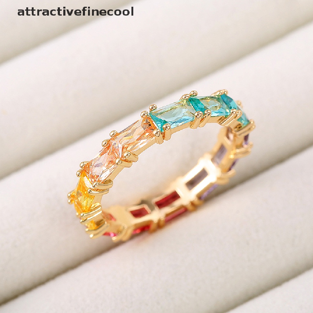 Acvn Nhẫn Đính Đá Zircon Khối Nhiều Màu Sắc Quà Tặng Kỷ Niệm Thời Trang Cho