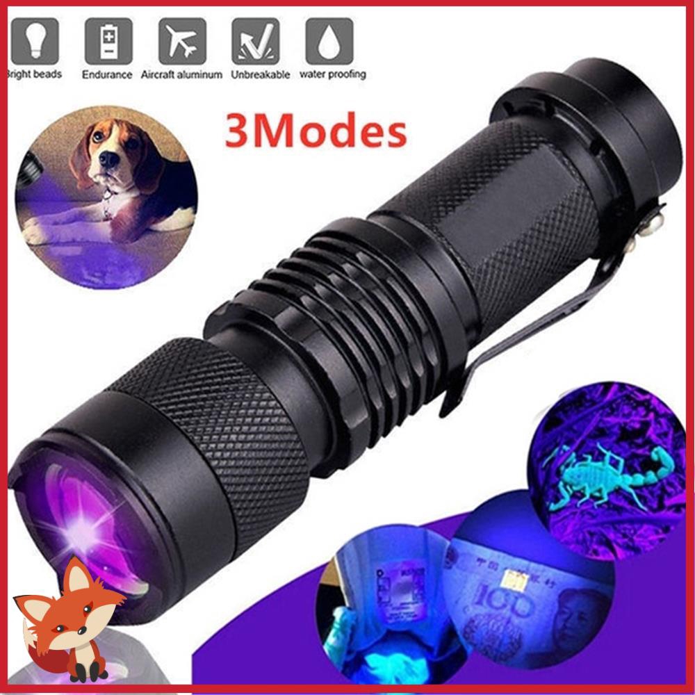 Đèn Pin LED UV 3 Chế Độ Bằng Nhôm Chuyên Dụng
