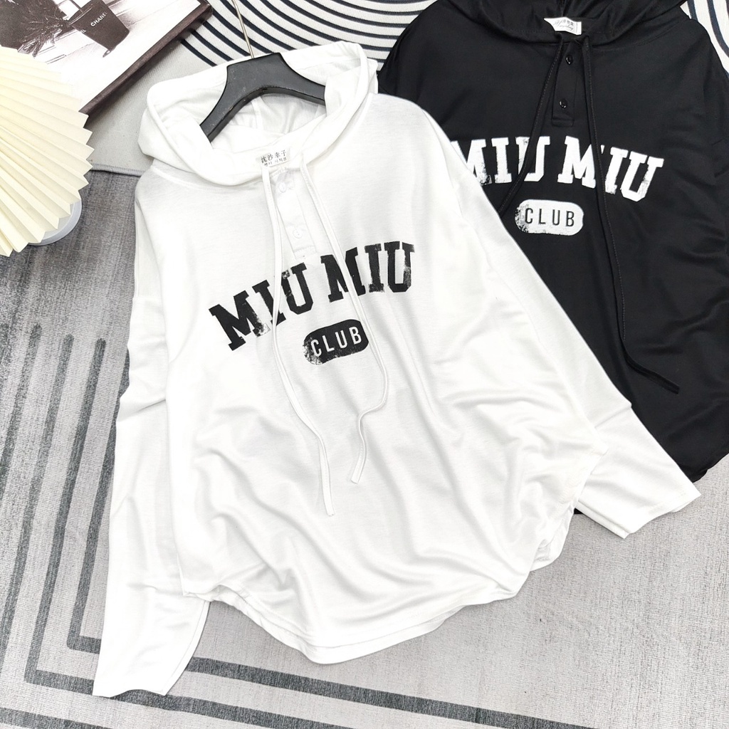 Áo khoác hoodie unisex form rộng MIUMIU 4 màu nam nữ Shynstores vải nỉ mỏng