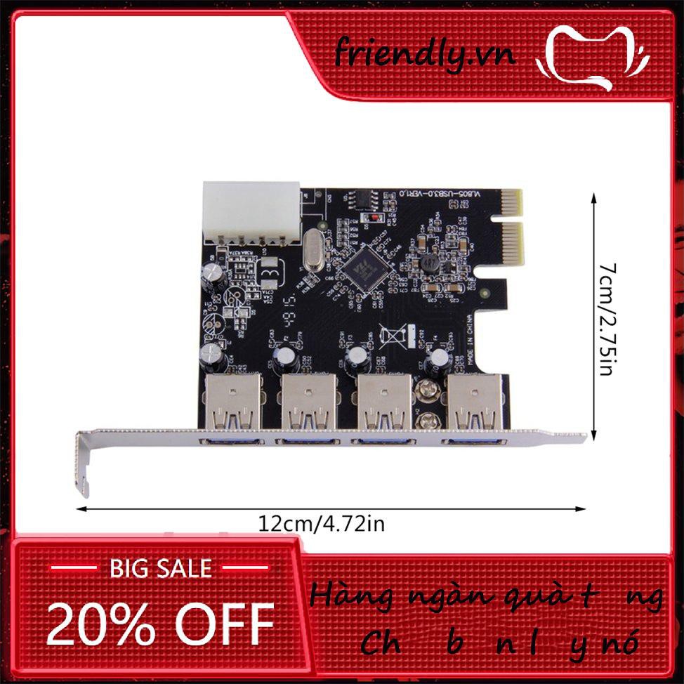 Card Mở Rộng 4 Cổng Pci-E Sang Usb 3.0 5 Gbps Tốc Độ Cao | BigBuy360 - bigbuy360.vn