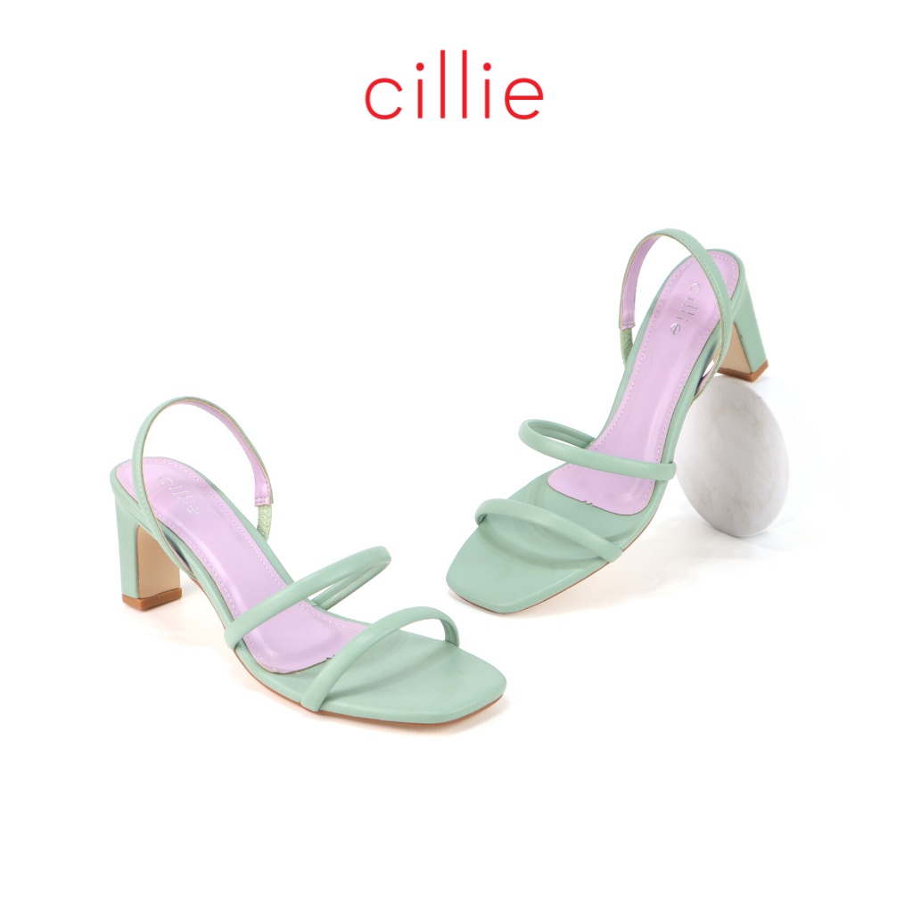 Giày sandal cao gót nữ quai mảnh phối màu mũi vuông gót trụ mang đi làm đi chơi dạo phố Cillie 1166