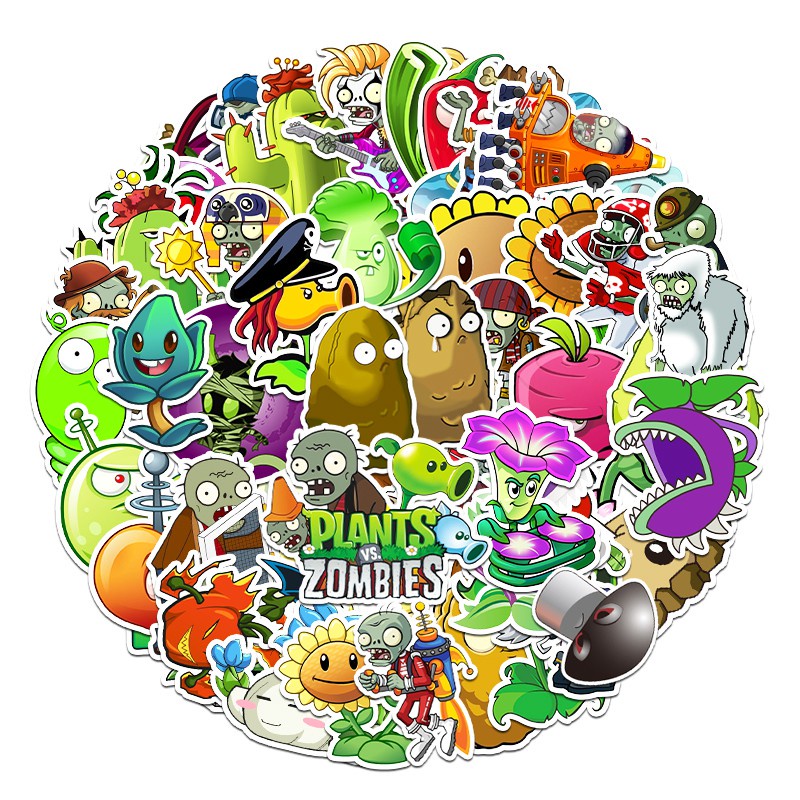 Sticker chủ đề plants vs zombies chống nước, dán mũ bảo hiểm, vali, laptop, ván trượt 101