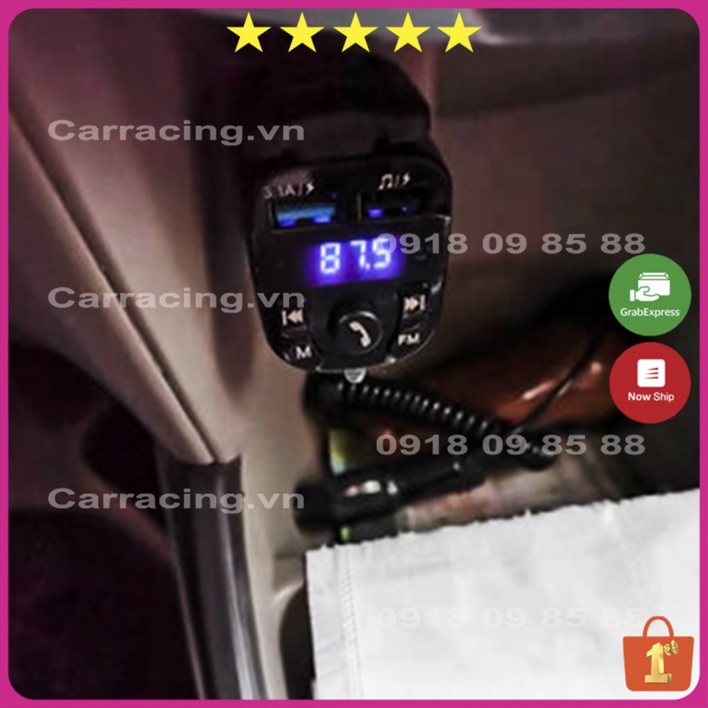 Tẩu Sạc Ô Tô CARRACING Cốc sạc xe hơi Bluetooth 5.0 Tốc Độ Nhanh 3.0 Cho Xe Hơi có nút MENU VÀ FM | BigBuy360 - bigbuy360.vn