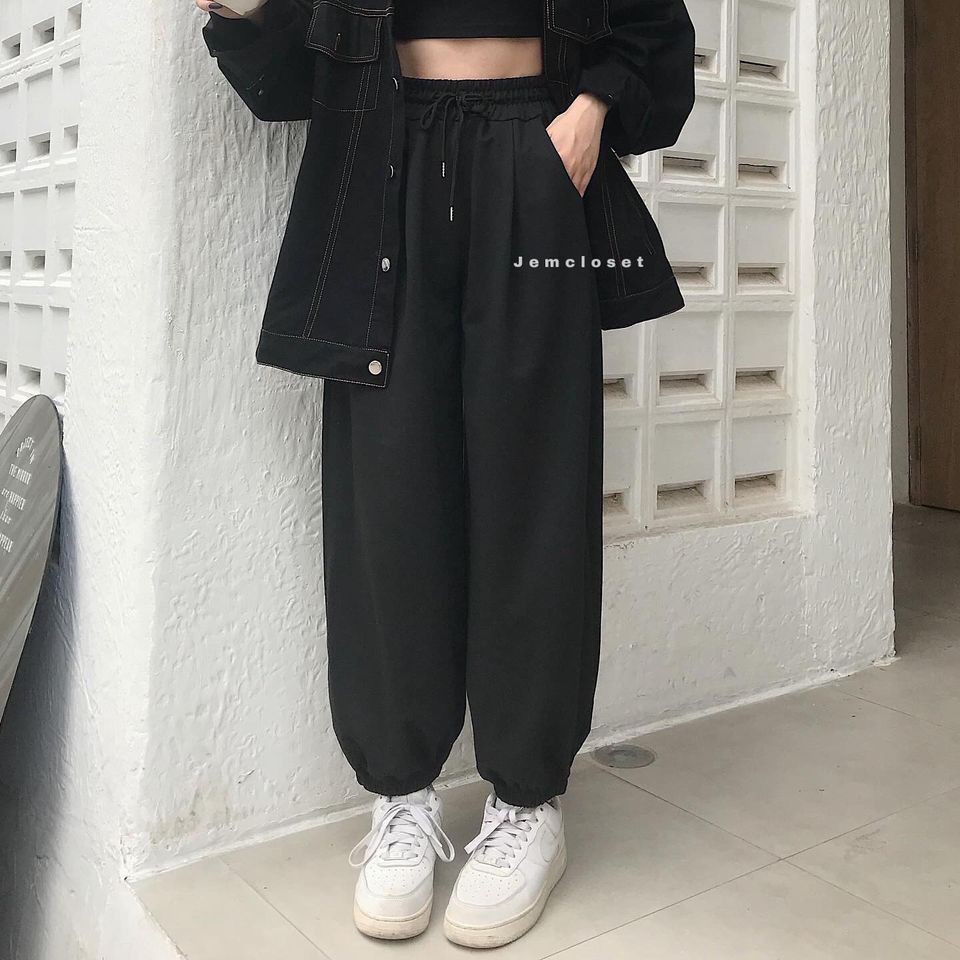 Quần Vải Nữ Jogger JEMCLOSET Ống Bo Form Rộng Thỏa Mái Thời Trang Dễ Phối Đồ  DOXY - 2498