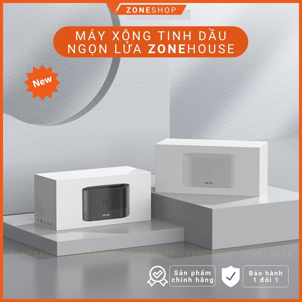 Máy xông tinh dầu ngọn lửa ZONEHOUSE, máy khuếch tán tinh dầu tạo ẩm sóng siêu âm, 3 chế độ phun [ZONESHOP]