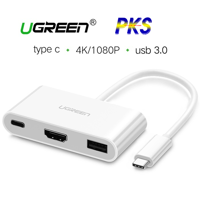 Cổng chuyển USB Type C to USB 3.0 và HDMI chính hãng Ugreen 30377