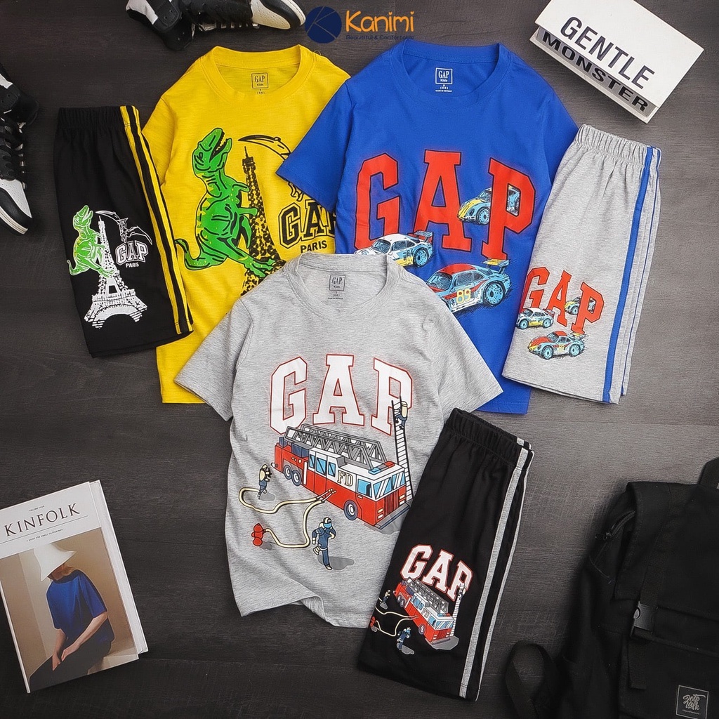 BỘ THUN NGẮN GAP BÉ TRAI IN HÌNH NHIỀU MẪU 19-60KG (LINK 2)