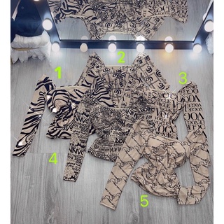 Áo Croptop phối lưới tay dài