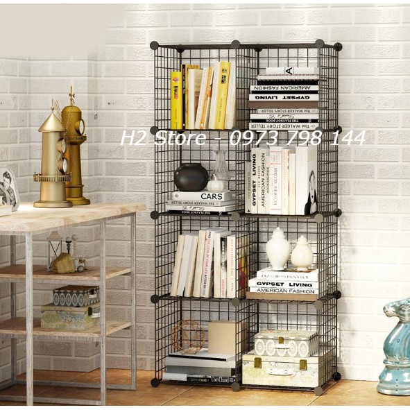 TỦ ĐỂ ĐỒ TRANG TRÍ BẰNG LƯỚI SẮT ĐA NĂNG 8 Ô ĐỂ ĐỒ TIỆN DỤNG
