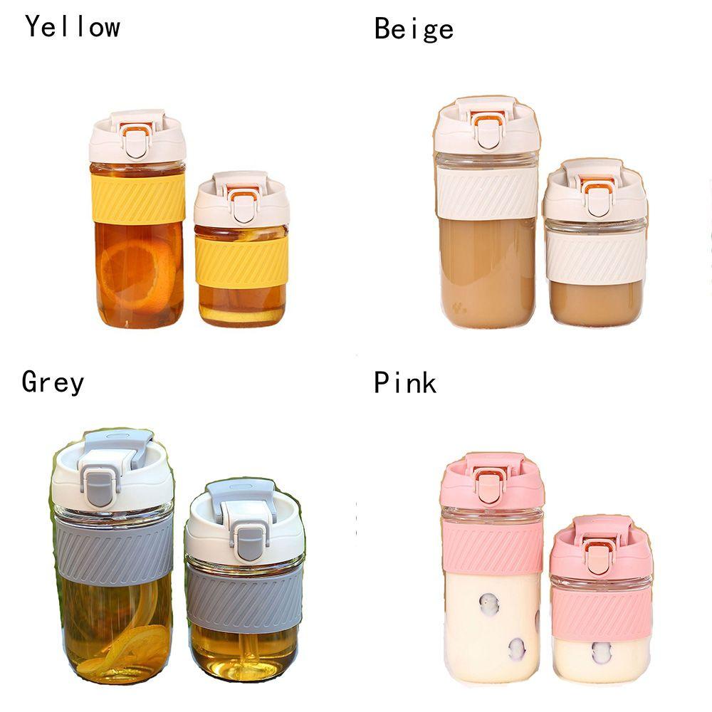 PISTA Bình Nước Thủy Tinh Dung Tích 350 / 500ml Có Ống Hút Tiện Lợi Khi Đi Du Lịch