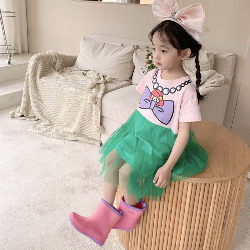Đầm Công Chúa Chất Liệu Cotton Họa Tiết Hoạt Hình Thời Trang Mùa Hè Cho Bé Gái