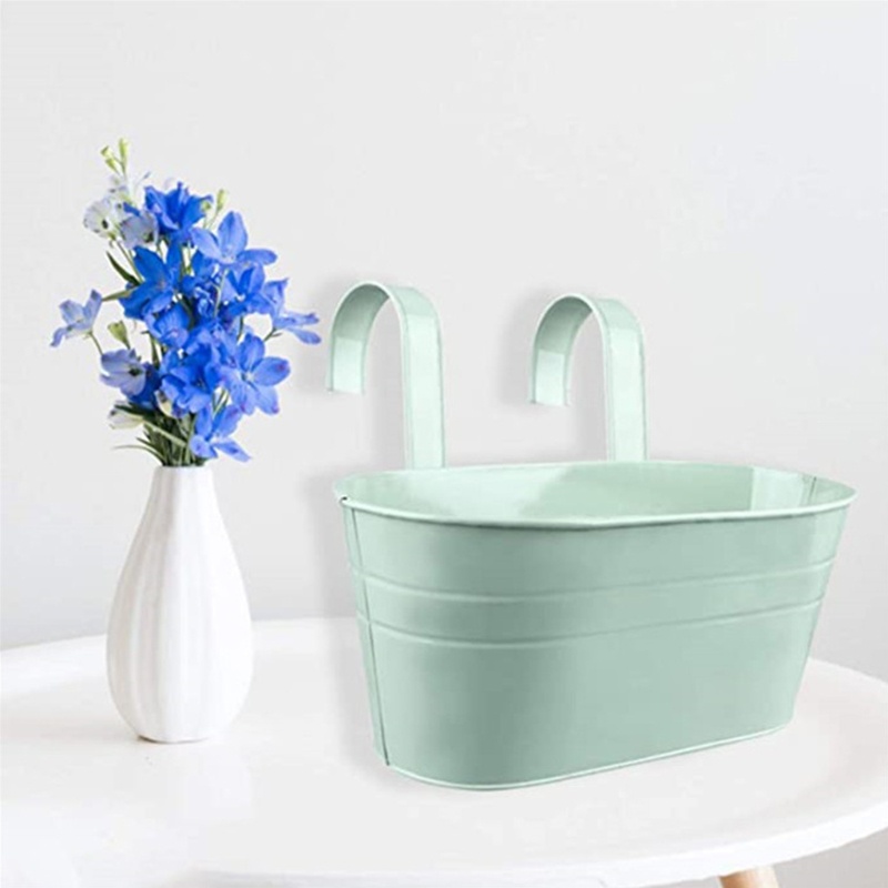 Chậu Hoa Bằng Sắt Có Móc Treo Hình Oval Dùng Trang Trí Nhà Cửa / Sân Vườn
