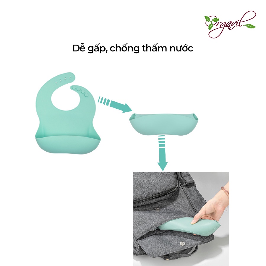 Áo Yếm Ăn Dặm Cho Bé Chất Liệu Silicone Cao Cấp Không Bám Bẩn, Họa Tiết Siêu Đáng Yêu Cho Bé - Orgavil