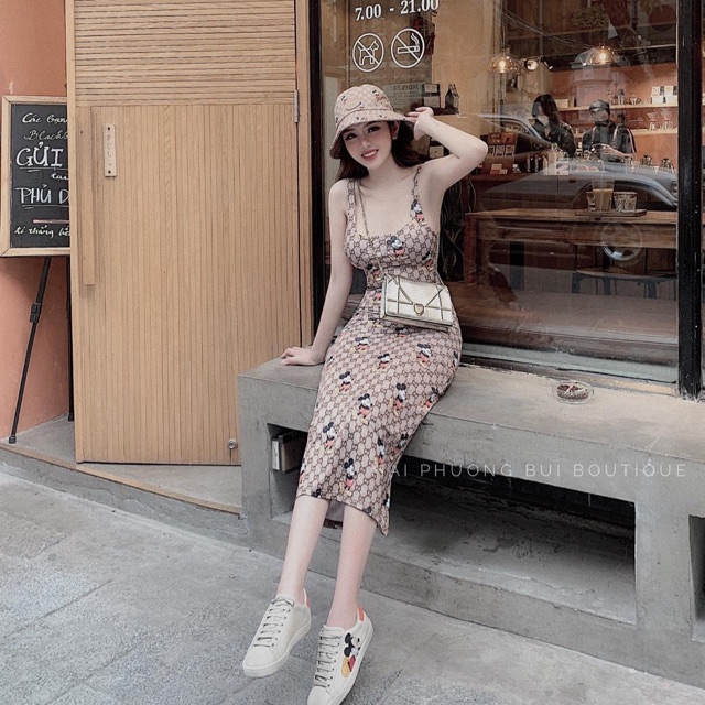 Đầm body thun mickey - dài qua gối chuẩn hình 💯