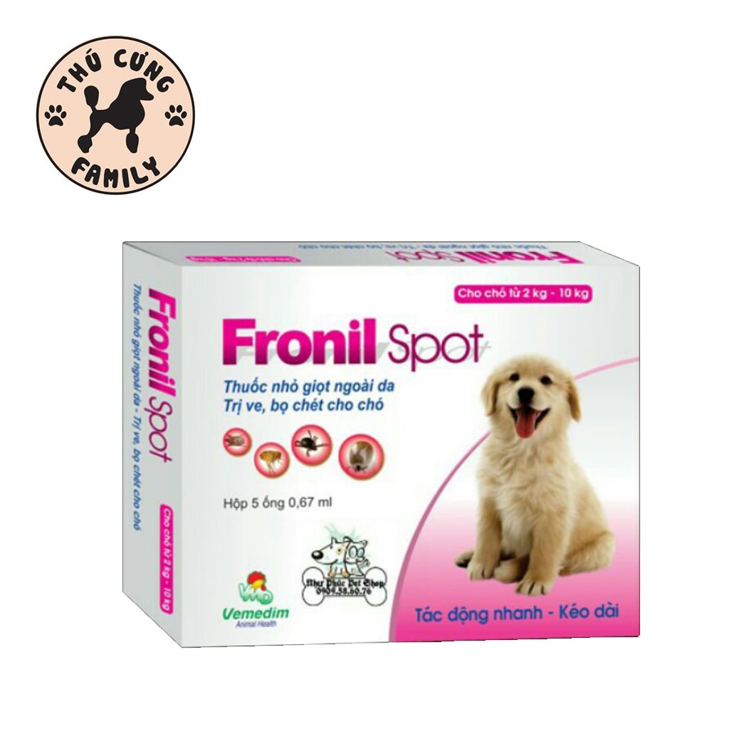 FRONIL SPOT Diệt Ve Rận Trên Chó Mèo Siêu Nhanh (5 Tép 0.67ml/Hộp)