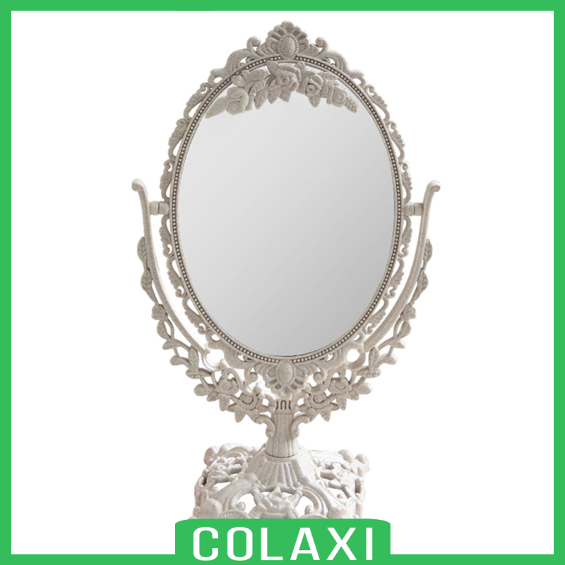 [COLAXI]Desktop Mirror Oval Bathroom Double Sided 360 Makeup Mirror Decoration