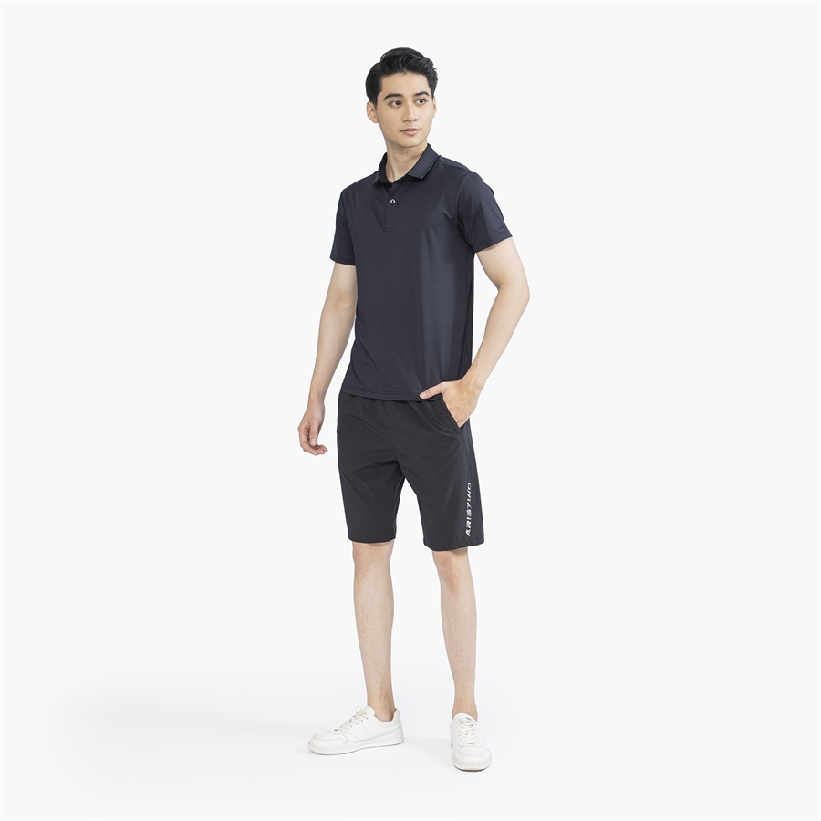 Áo Thun Polo Ngắn Tay Có Cổ Bẻ ARISTINO APS091S2 Áo Phông Nam kẻ ngang chìm dáng slim fit ôm nhẹ vải polyester thể thao