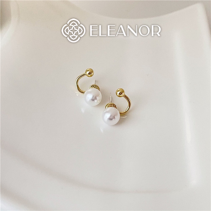 Bông tai nữ ngọc trai nhân tạo Eleanor Accessories viền cong phụ kiện trang sức nhỏ xinh tinh tế