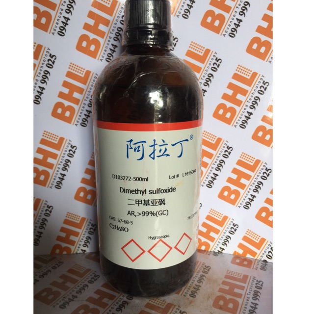 Hoá chất Dimethyl sulfoxide CAS 67-68-5 C2H6SO aladdin chai 500ml