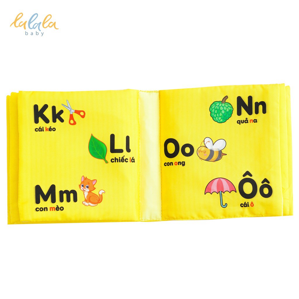 Sách vải Lalala baby, kích thích đa giác quan chủ đề Chữ cái, kích thước 15x15cm 12 trang