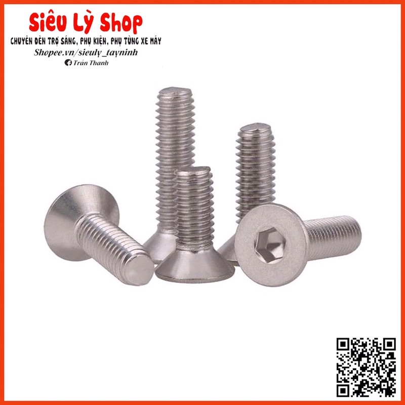 Set 10 con Bulong lục giác chìm (Đầu COL) INOX 304 Size M5