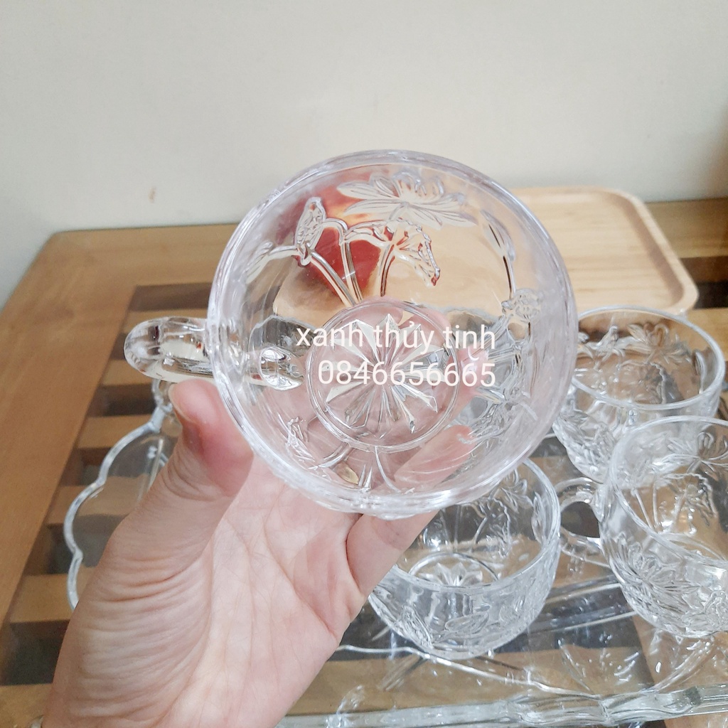 Bộ ly tách uống cafe, trà thủy tinh (7 món)