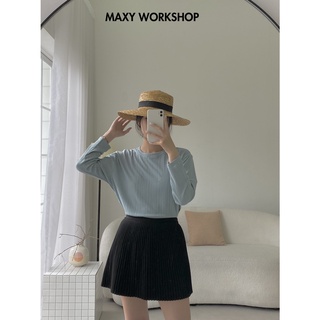 Áo thun nữ dài tay cổ tròn basic Lollipop Tee Blue Maxy Workshop