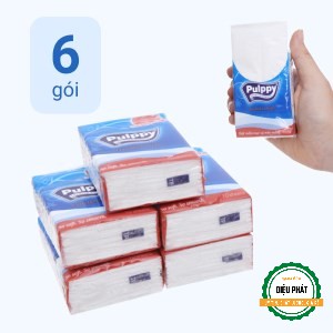Khăn Giấy Bỏ Túi Pulppy Hương Quế 3 Lớp 6 Gói x 10 Tờ