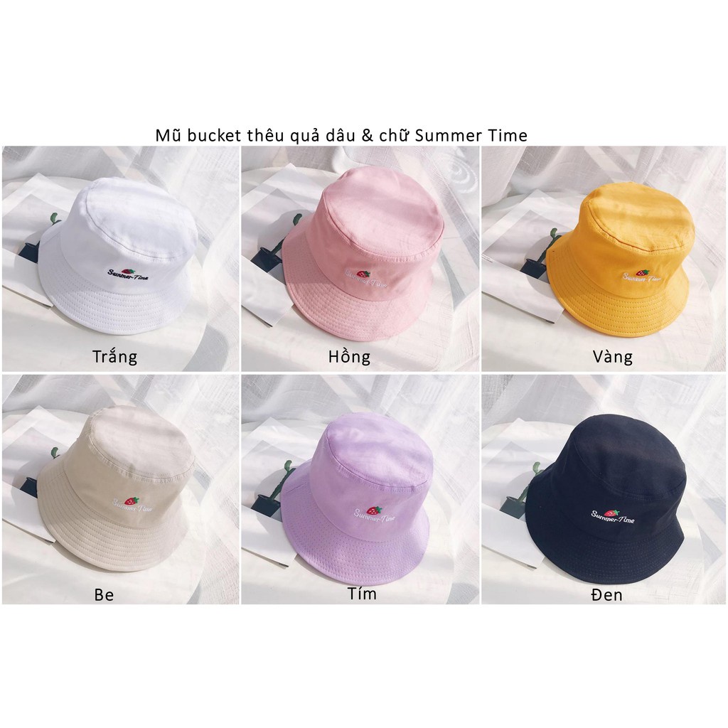 Mũ nón bucket thêu chữ chất cotton kaki dày đẹp, đứng form cho nam nữ sinh viên phong cách trẻ trung hiện đại