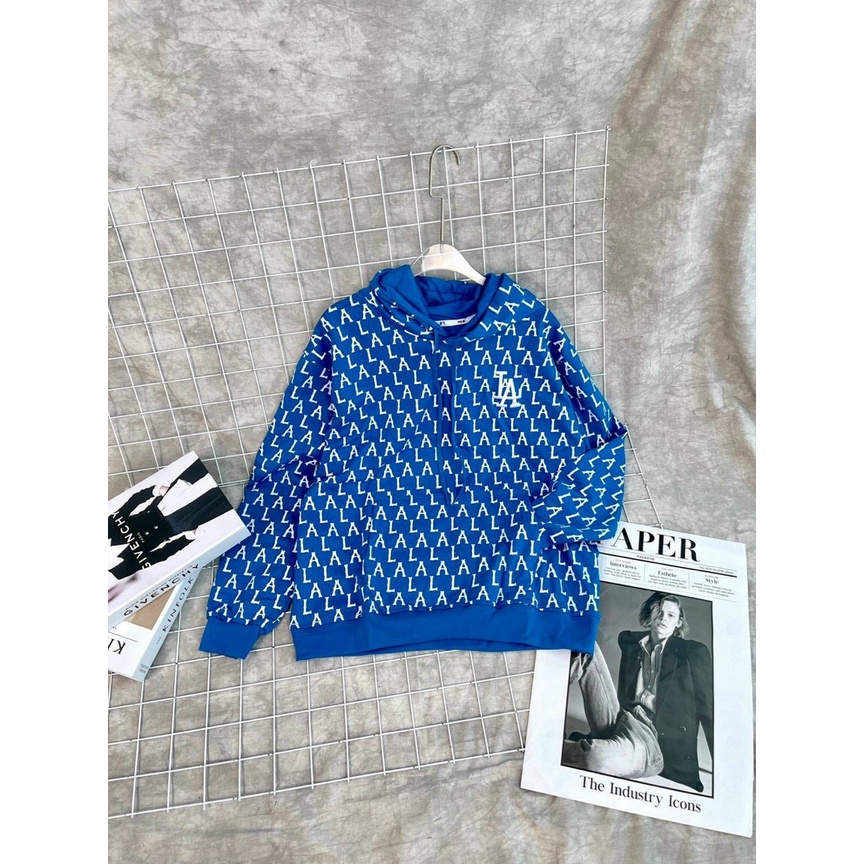ÁO HOODIE CHUI CÓ MŨ M L B LA NY MONOGRAM HÀN QUỐC