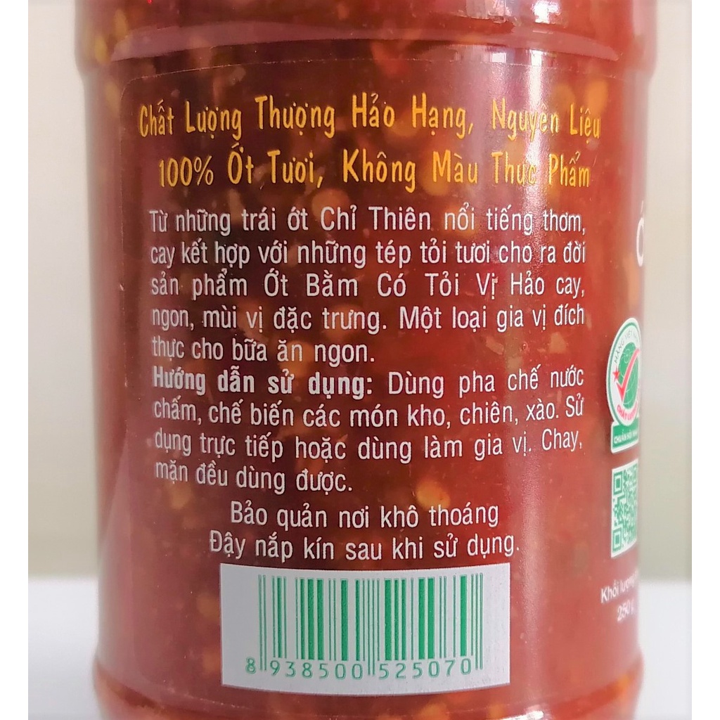 [Lọ 250g – CÓ TỎI] ỚT BẰM CÓ TỎI [VN] VỊ HẢO Chopped Chilli With Garlic