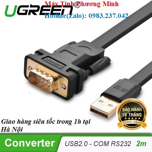 Cáp chuyển đổi USB sang Com RS232 2mét chính hãng Ugreen 20218 cao cấp- Bảo hành 18 tháng