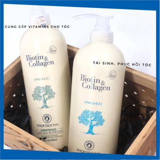 DẦU GỘI XẢ BIOTIN TRẮNG - BIOTIN COLLAGEN GIẢM RỤNG TÓC PHỤC HỒI KHÔ SƠ HƯ TỔN 1000ML