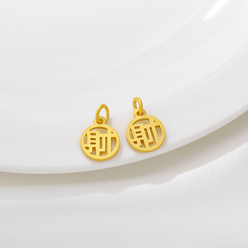 hạt charm Mặt Dây Chuyền 14K Hình Fu Bằng Đồng Mạ Vàng Dễ Thương diy