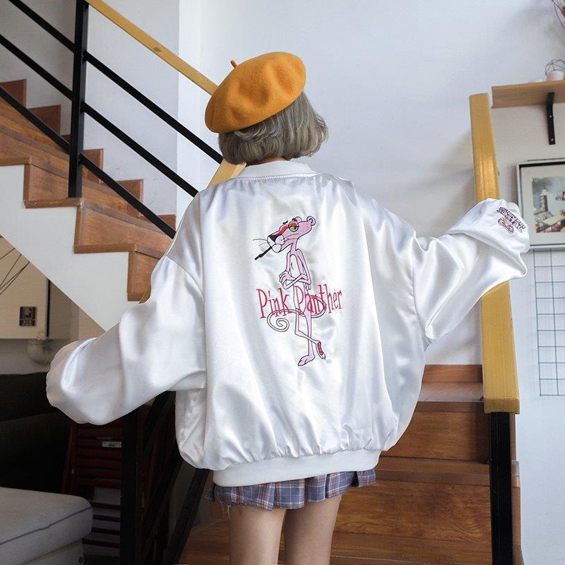 Áo Khoác Bomber Nữ Thêu Hoa Phong Cách Hip Hop