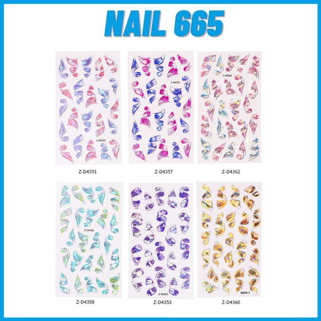 Sticker dán móng tay , Stick Nail 5D noi cánh tiên trang trí móng cao cấp