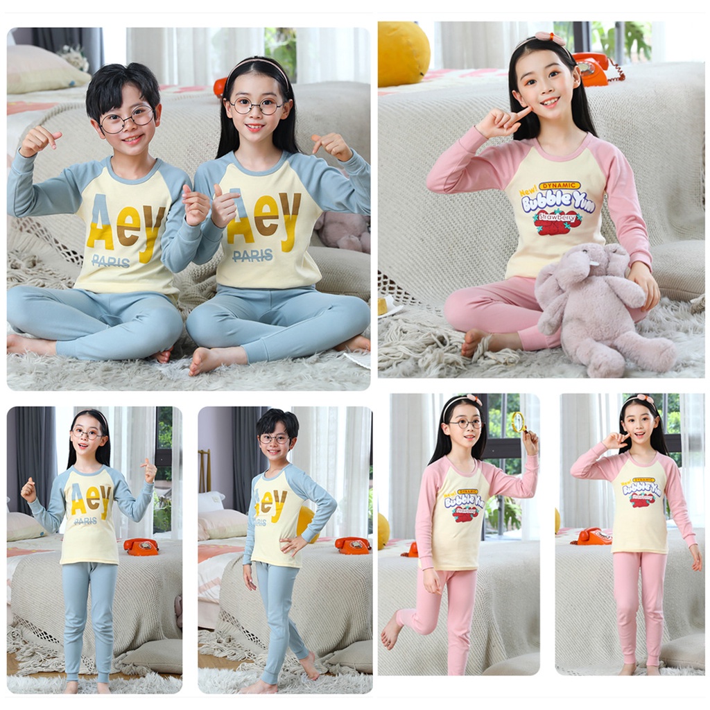 Bộ Đồ Ngủ Tay Dài Chất Liệu Cotton 100-160cm Cho Bé