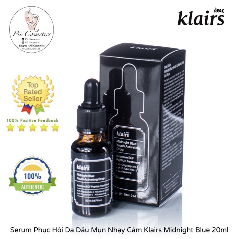 Serum Phục Hồi Da Dầu Mụn Nhạy Cảm Klairs Midnight Blue 20ml