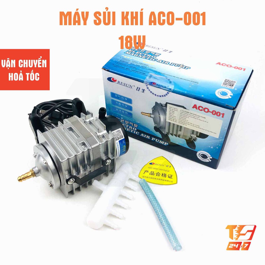 Máy Sủi Khí Oxy RESUN ACO-001 18W 6 Vòi Cho Hồ Cá Cảnh - Máy Tạo Oxy Công Suất Lớn Bể Thủy Sinh