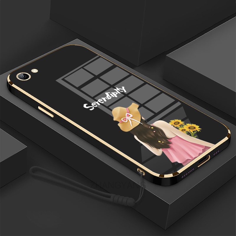 ốp lưng vivo y71 y81 y81i y83 Ốp Điện Thoại TPU Silicon Viền Mạ Màu Hình Cô Gái Xinh Đẹp Cho vivo y71 y81 y81i y83