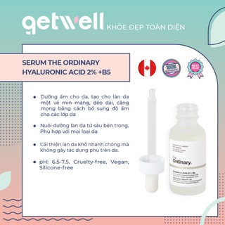 TINH CHẤT DƯỠNG ẨM CHO DA THE ORDINARY HYALURONIC ACID 2% + B5 SERUM