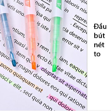 Set 3 bút highlight 2 đầu đánh dấu màu Pastel, bút nhớ nhiều màu HI02
