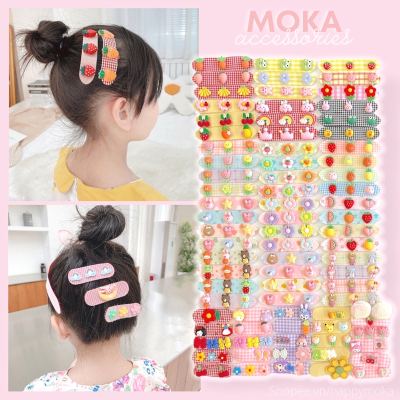 Set 2 miếng dán tóc ngắn gắn charm hoạt hình Moka (Ảnh thật shop tự chụp)