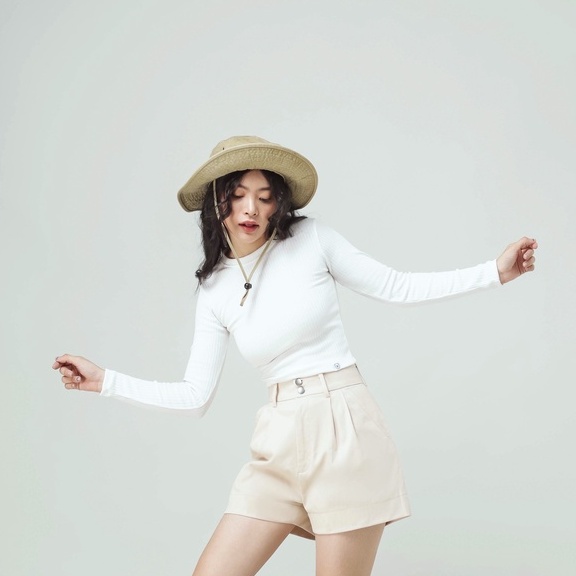 GingerBear - Áo Croptop Tay Dài - Macarons Croptop ( Có Ảnh Chụp Tại Cửa Hàng )