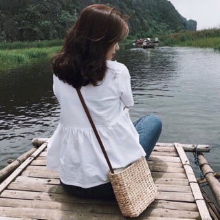 Giỏ cói lục bình vuông trơn xinh xắn